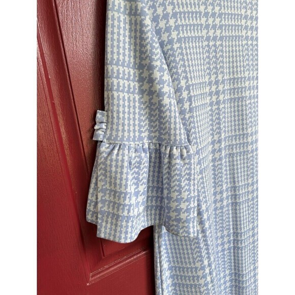 Tyler Boe Houndstooth Bluebell Flare Sleeve Mini Sweater Dress Size Large - Picture 6 of 9